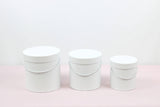 Simple Solid Color Round Hat Flower Box with Lid: White / Medium