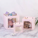 Cube Window Kraft Flower/Gift Bag: White with black borders / Medium