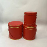 Double Gold Rim Round Flower Gift Box: Red / Medium