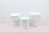 Simple Solid Color Round Hat Flower Box with Lid: White / Medium