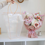 Transparent Trapezoid PVC Waterproof Flower Bag: Pink - Rose and Vine Florals