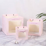 Cube Window Kraft Flower/Gift Bag: White with black borders / Medium