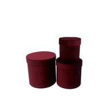 Velvet Round Flower Hat Box with Lid: Dark Pink / Small