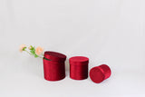 Velvet Round Flower Hat Box with Lid: Pink / Small