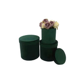 Velvet Round Flower Hat Box with Lid: Dark Pink / Small