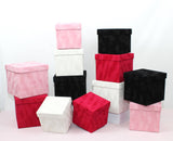 Velvet Cube Square Flower Hat Box with Lid: Black / Small