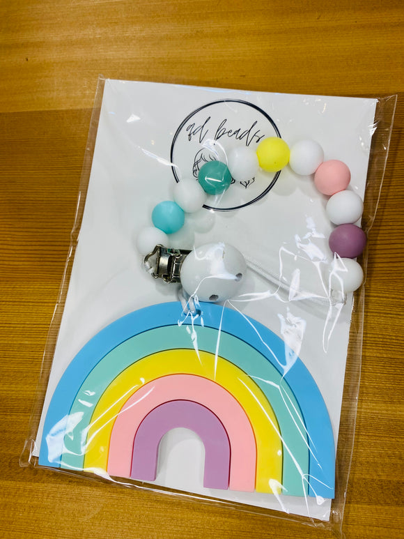 Rainbow Teether Clip - Rose and Vine Florals